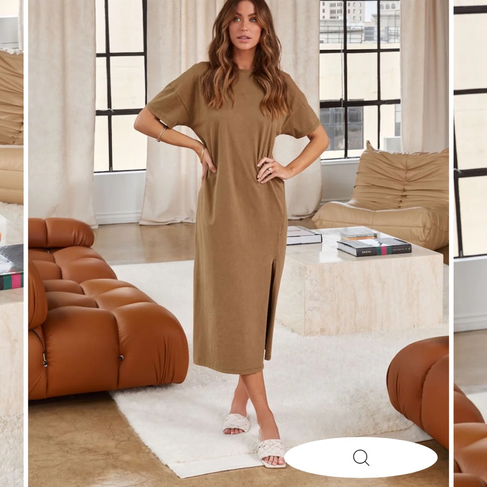 T-shirt midi dress NWT olive